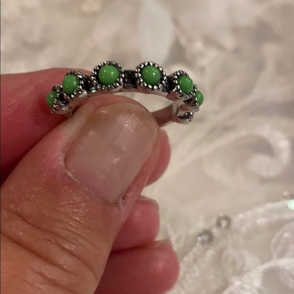 Silver Ring with Green Turquoise - Picture 6 of 7